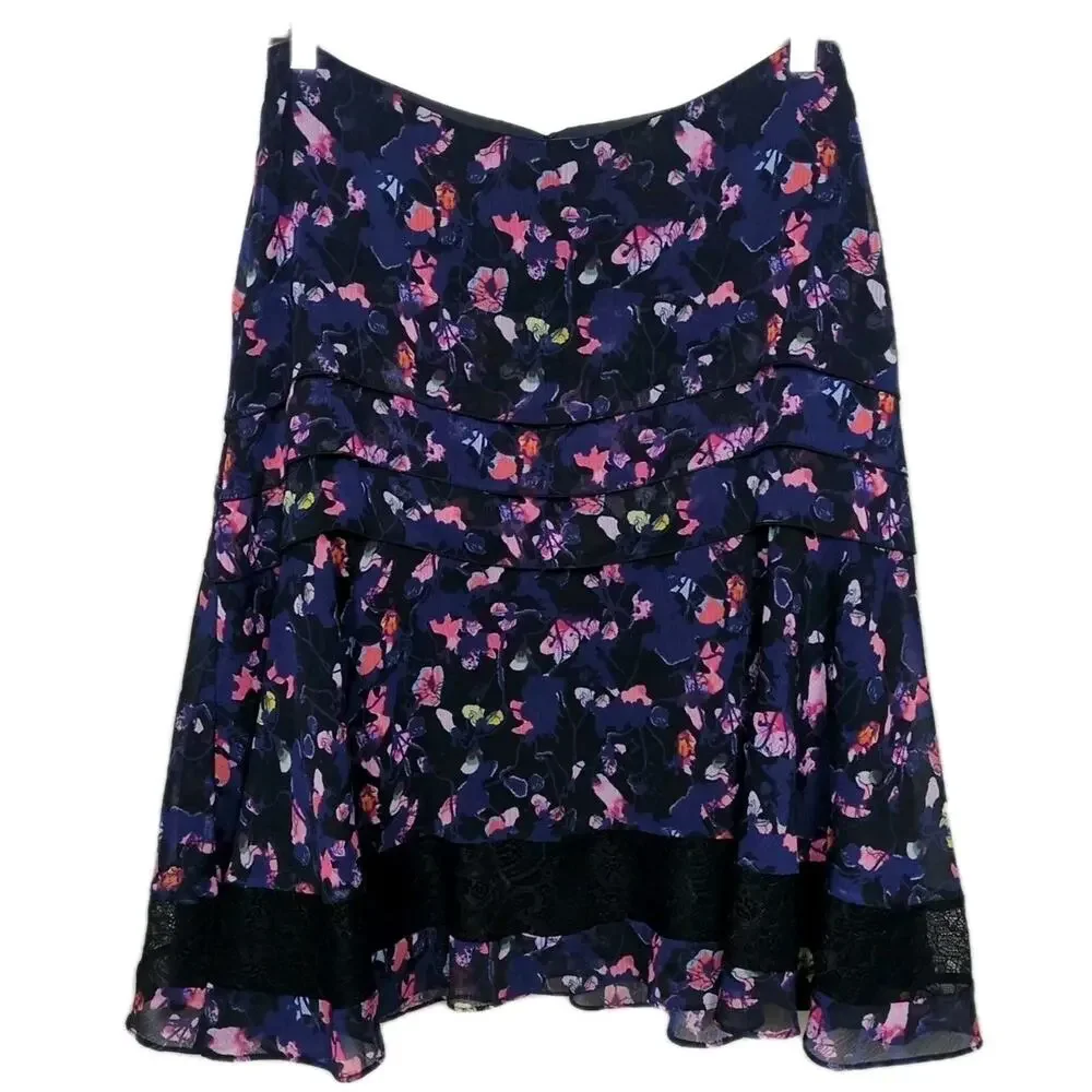 JASON WU Collective Multicolor Floral Print Tiered Layered Skirt Women's 12